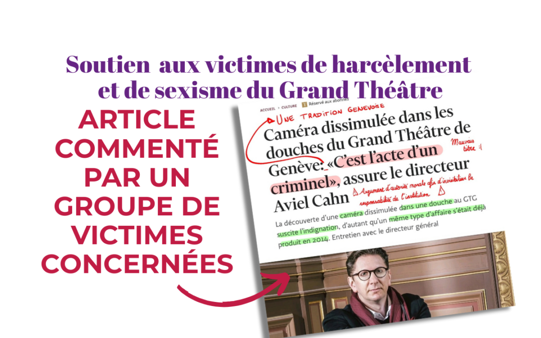 Soutien aux victimes de harcèlement et de sexisme du GRand Théatre de Genève
